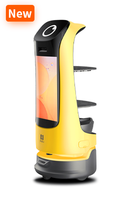 Servier- und Sammelroboter mit Werbedisplay